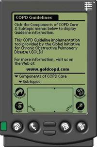 Image of a Palm OS viewing the COPD Guidelines