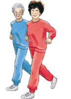 Doña Fela and Angela walking